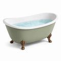 Vasca da bagno a libera installazione in acrilico verde salvia e bianco con piedini decorativi, 150 × 75 × 70 cm