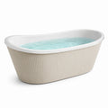 Vasca da bagno autoportante ovale bianca in polipropilene con esterno scanalato, 140 × 70 × 55 cm