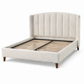 Letto matrimoniale imbottito avorio 160 × 200 cm in tessuto effetto bouclé con testiera scanalata e rete a doghe