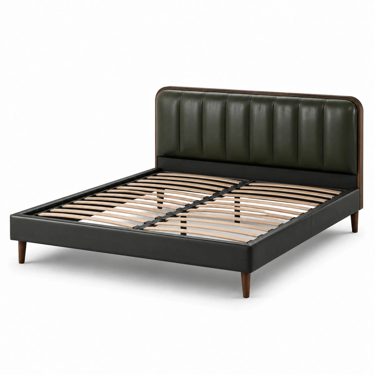 Letto matrimoniale imbottito nero e verde scuro 160 x 200 cm, 215 x 170 x 110 cm, con rete a doghe