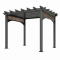 Pergola autoportante da giardino 300 × 300 × 250 cm in metallo antracite e marrone con tetto a lamelle