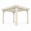 Pergola autoportante in legno bianco crema 305 × 305 × 244 cm con copertura aperta a griglia