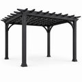 Pergola autoportante da esterno in metallo nero con tetto a griglia, 360 × 300 × 250 cm