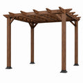 Pergola da giardino in legno marrone e nero 305 × 305 × 244 cm con tetto a listelli in stile rustico