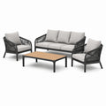 Set da giardino moderno 4 pezzi antracite, grigio chiaro e marrone con divano 190 × 78 × 78 cm, 2 poltrone 76 × 78 × 78 cm e tavolino 110 × 60 × 38 cm