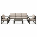 Set da giardino 4 pezzi antracite e beige con divano 198 × 78 × 78 cm, 2 poltrone 74 × 78 × 78 cm e tavolino 110 × 60 × 40 cm