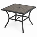 Tavolo da giardino quadrato 95 × 95 × 73 cm, nero e grigio tortora, con foro per ombrellone
